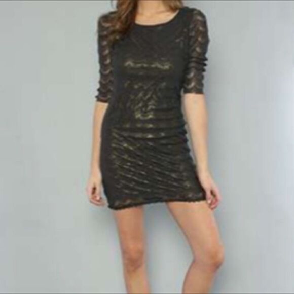 Free People black Lace Bodycon keyhole back Dress - Picture 1 of 7